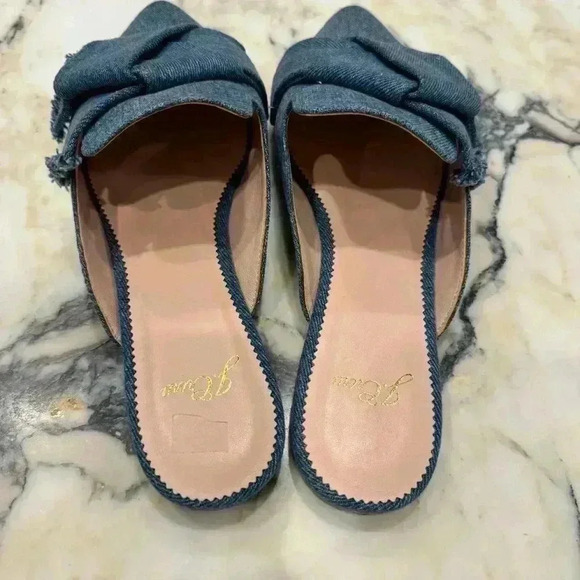 J. CREW Marina Pointed-toe Loafer slides in denim Sandal Shoes 7.5 - Picture 7 of 7